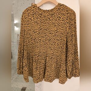 Mini Pleated Animal Print Blouse